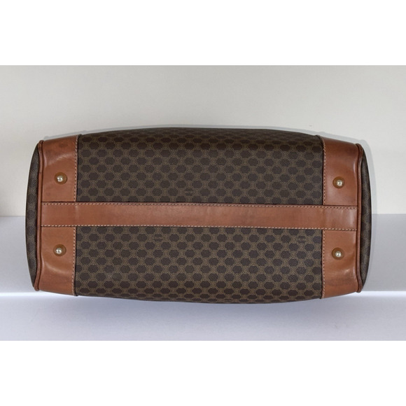 Vintage CELINE Macadam Large Boston Travel Bag Brown Coated Canvas Leather Italy - Picture 3 of 16